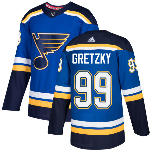 Adidas Blues #99 Wayne Gretzky Blue Home Authentic Stitched NHL Jersey - Click Image to Close